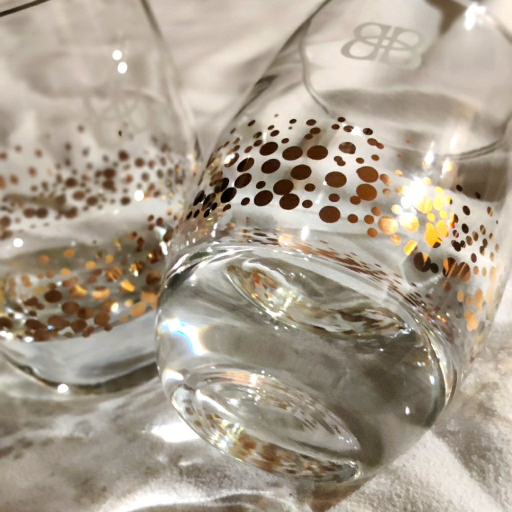 'Bailey's Irish Cream' Gold Dot Confetti Lowball Tumblers 22kt Filled, Set of 2 - Picture 11 of 12